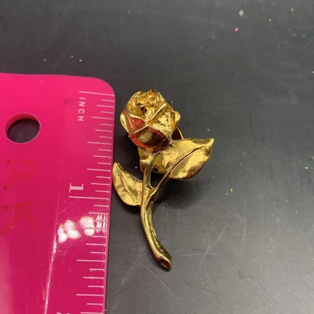 Gold Rose Brooch Pin